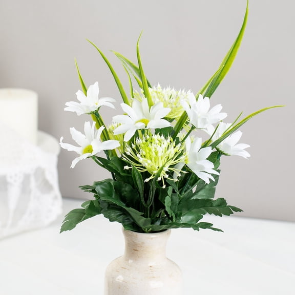 6 Artificial Carthamus Grass and Daisy Bushes - Bring the Beauty of Nature Indoors, All Year Round
