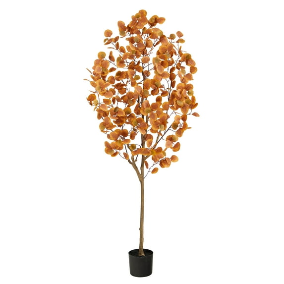 Nearly Natural 6ft Autumn Eucalyptus Artificial Tree in Orange