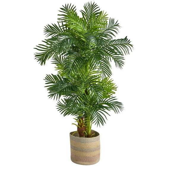 6" Artificial Palm Artificial Tree in Natural Jute Planter, by Nearly Natural