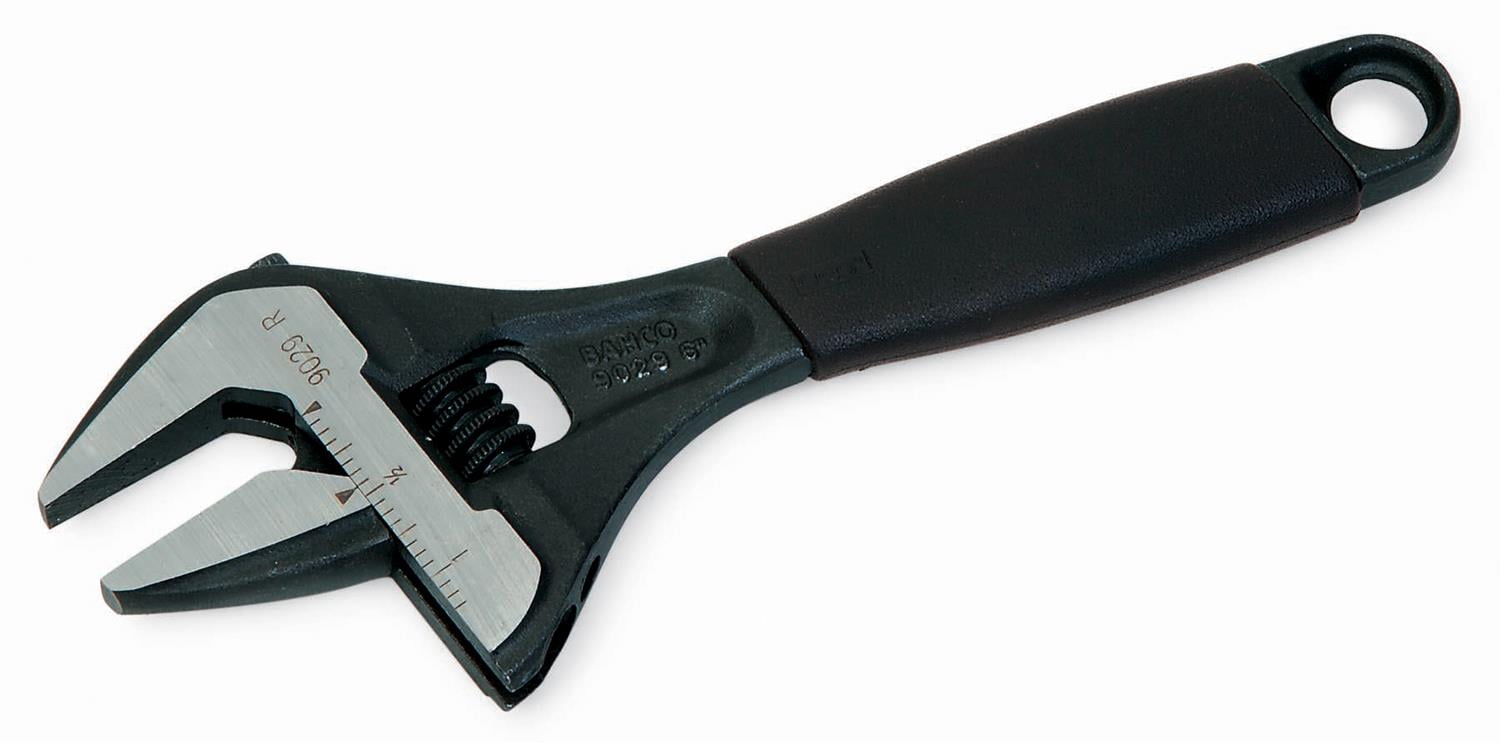 6" BAHCO® Ergo™ Big Mouth Adjustable Wrench, Black Phosphate Finish & Wider Cushioned Grip Handle. Extra Wide Opening, Slim Head, Tapered Jaws & Measurement Scale On Head. Williams® # BAH9029RUS