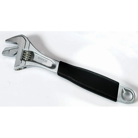 6" BAHCO Ergo Combination Adjustable/Pipe Wrench With Chrome Finish, Measurement Scale & Wider Cushioned Grip Handle. Reversible Lower Jaw Changes The Grip. Williams # BAH9070RPCUS