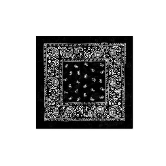 6 BLACK Paisley Bandana Mask Headband Scarf Face Covering | 100% Cotton Bandana for Unisex