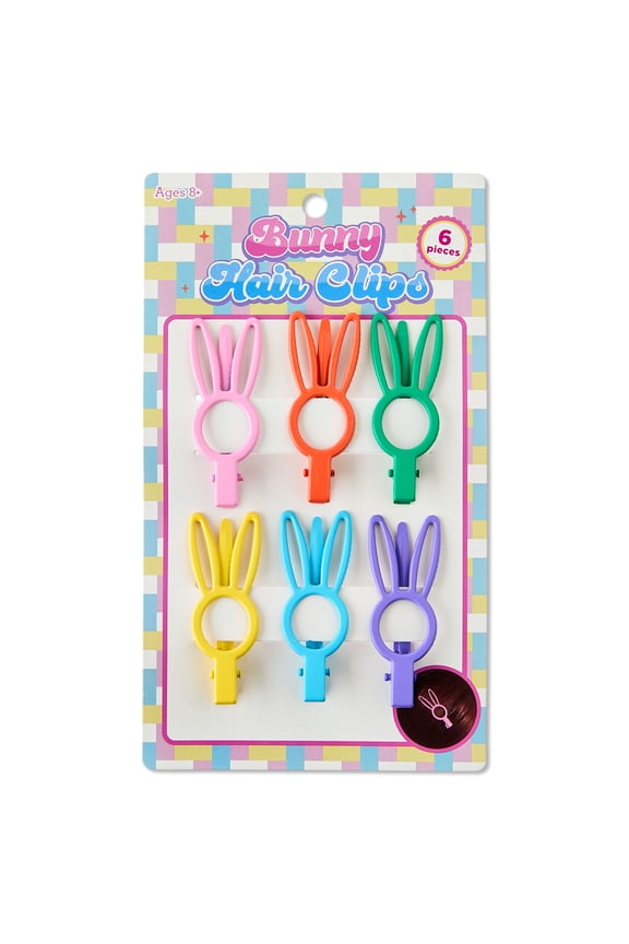 Bunny Hair Clips, Multicolor, 6 Count, Easter by Way To Celebrate