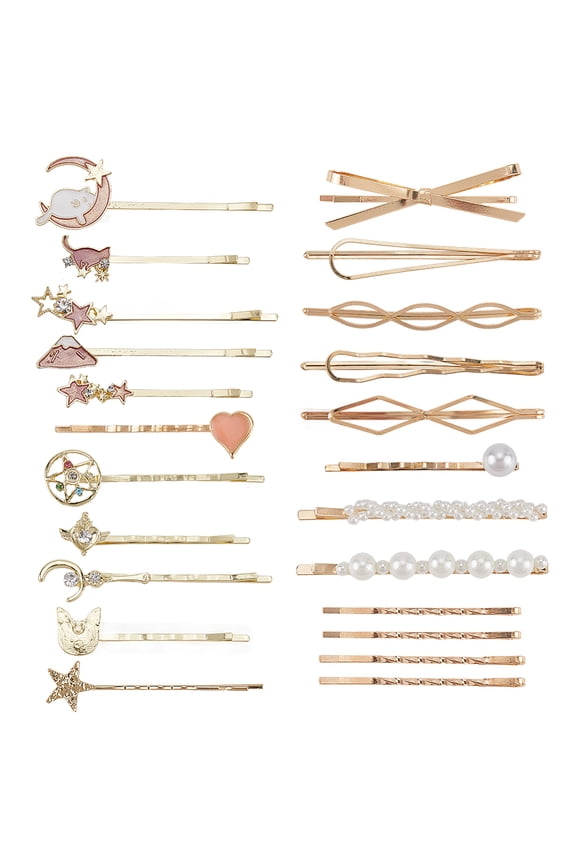 6 Bags 6 Styles Zinc Alloy Hair Bobby Pins Hair Accessories for Women & Girls Mixed Shapes 54~72x2~22x3~11.5mm
