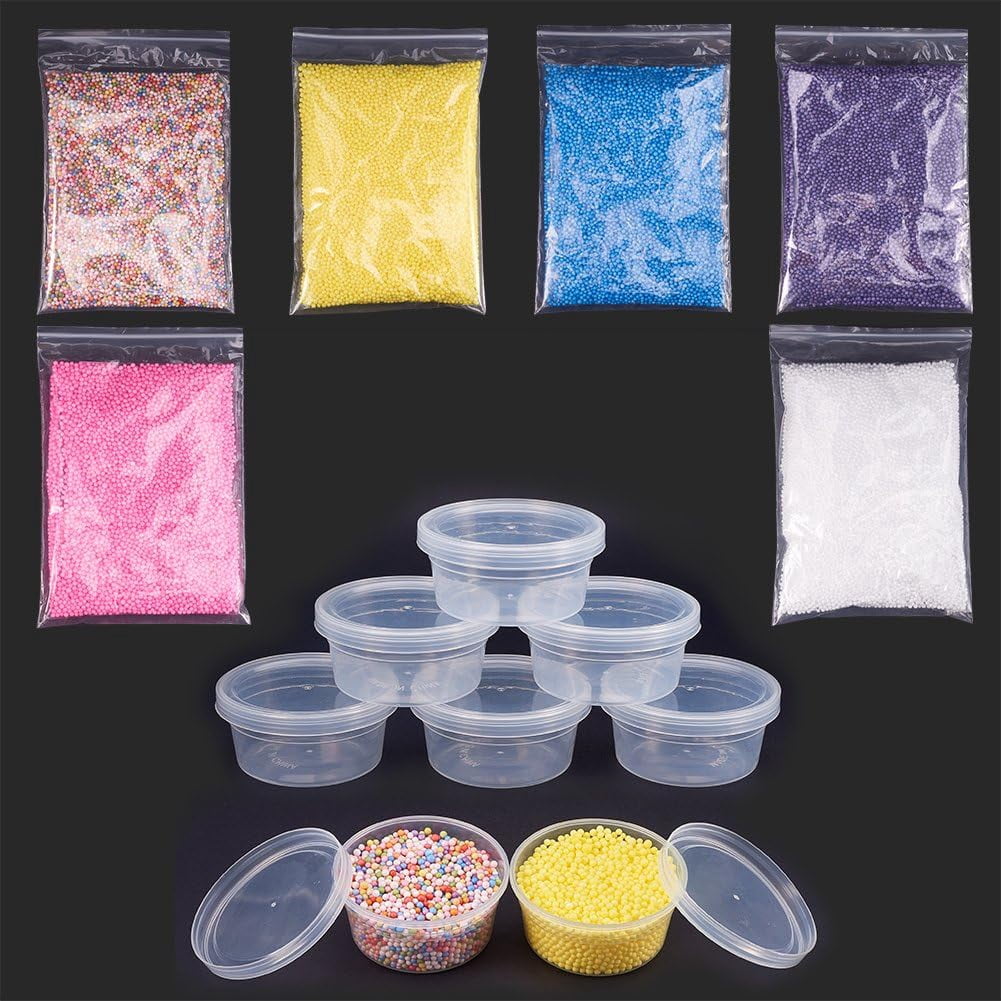 6 Bags of 2.5-3.5mm Styrofoam Balls No Hole for Slime Colorful Foam Beads Balls DIY Crafts with 20pcs Slime Storage Containers Making DIY