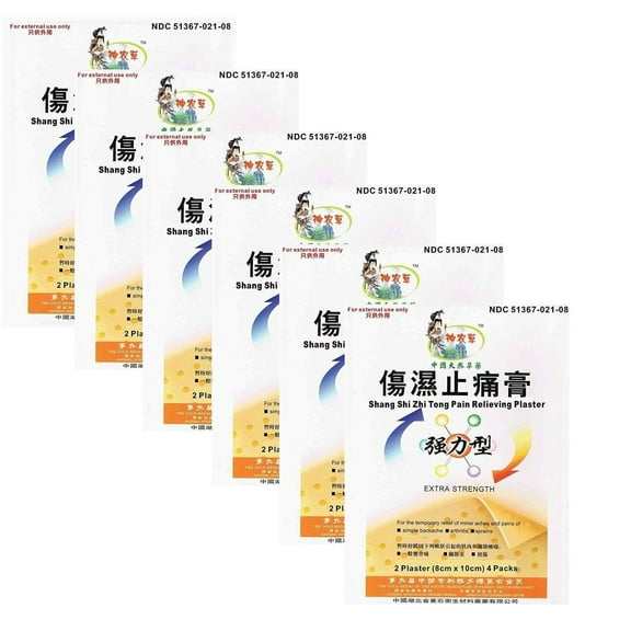 6 Bags of Shang Shi Zhitong Gao Medicated Plasters (48 Plasters Total)