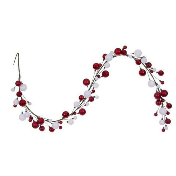 6' Ball Branch Garland: Red and White