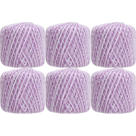 6 Ball Pack Threadart 100% Pure Cotton Multicolor Crochet Thread - Size 10 - Color 47 - Variegated Lavenders