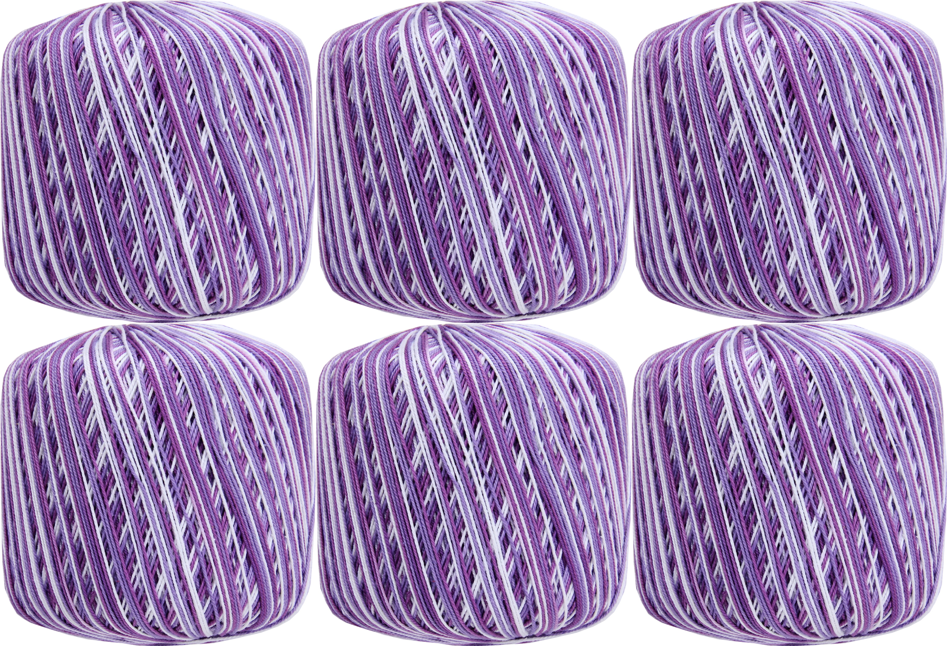 6 Ball Pack Threadart 100% Pure Cotton Multicolor Crochet Thread - Size 10 - Color 48 - Variegated Violets