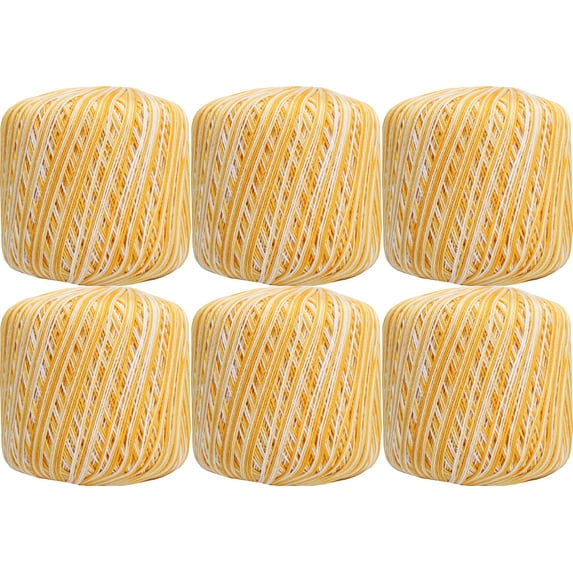 6 Ball Pack Threadart 100% Pure Cotton Multicolor Crochet Thread - Size 10 - Color 51 - Variegated Sunburst