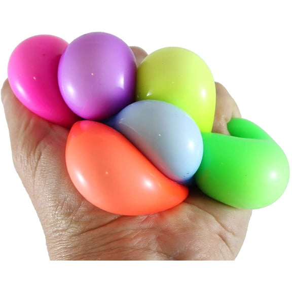6 Balls Total - 2 PackS of 3 Small 1.5" Neon Soft Doh Filled Stress Ball Stress Ball - Ceiling Sticky Glob Balls - Squishy Gooey Shape-able Squish Sensory Squeeze Balls OT