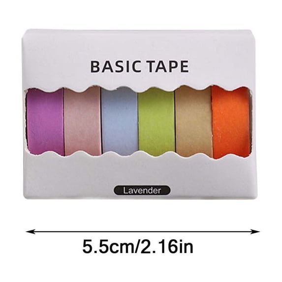 6 Basic Solid Color Washi Tape Set - Decorative Japanese Paper Sticker Rolls for Notebook Journal Scrapbooking Planner & DIY Crafts - 6 Assorted Colors 300in x 0.35in Each