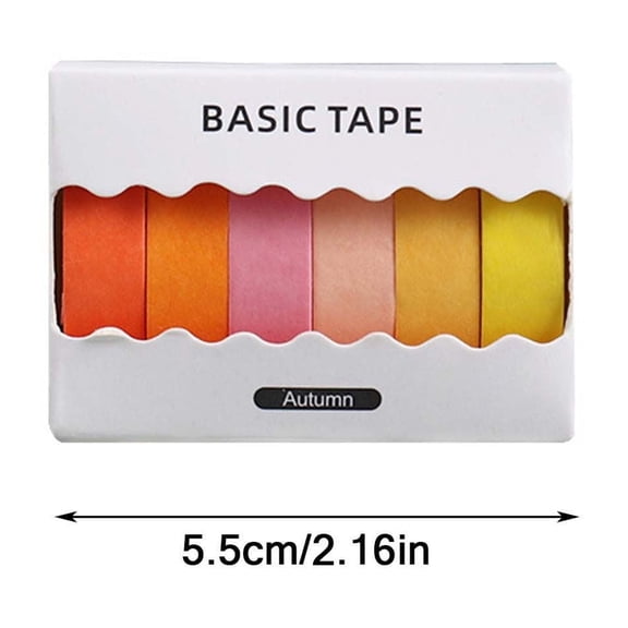 6 Basic Solid Color Washi Tape Set - Japanese Paper Tape for Journaling, Planner Decoration & DIY Crafts - 6 Colors, Removable & Repositionable