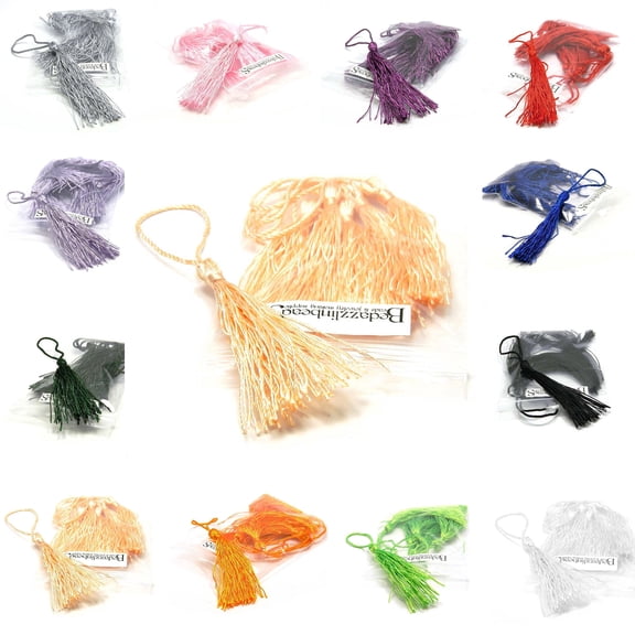 6 BdBeads Peach Polyester 3 inch Long Thread Tassels with 2 inch Twisted Loop For Hanging Jewelry, Decor, Crafts