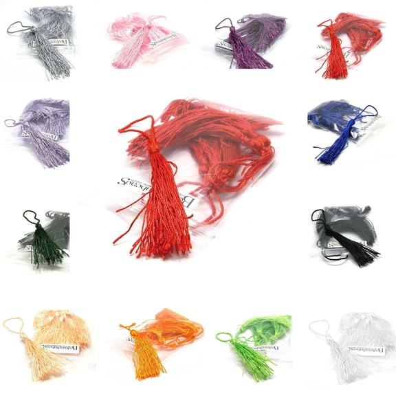 6 BdBeads Red Polyester 3 inch Long Thread Tassels with 2 inch Twisted Loop For Hanging Jewelry, Decor, Crafts