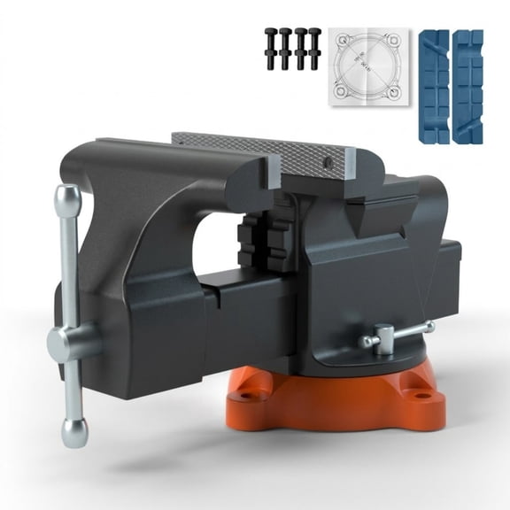 6-inch Heavy Duty Bench Vise, Ductile Iron Workbench Vise with 360 Swivel Base