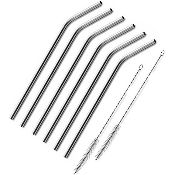 6 Bent 10.5" Stainless Steel Straws Extra LONG fits 30 oz & 20 oz Yeti &Rtic Tumbler Rambler Cups - BonBon Drinking Straw