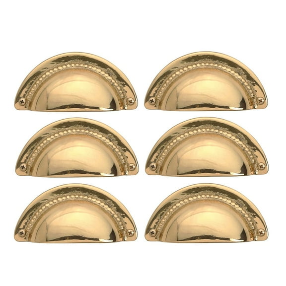 6 Bin Pull Bright Solid Brass Cup Hooded | Renovator's Supply