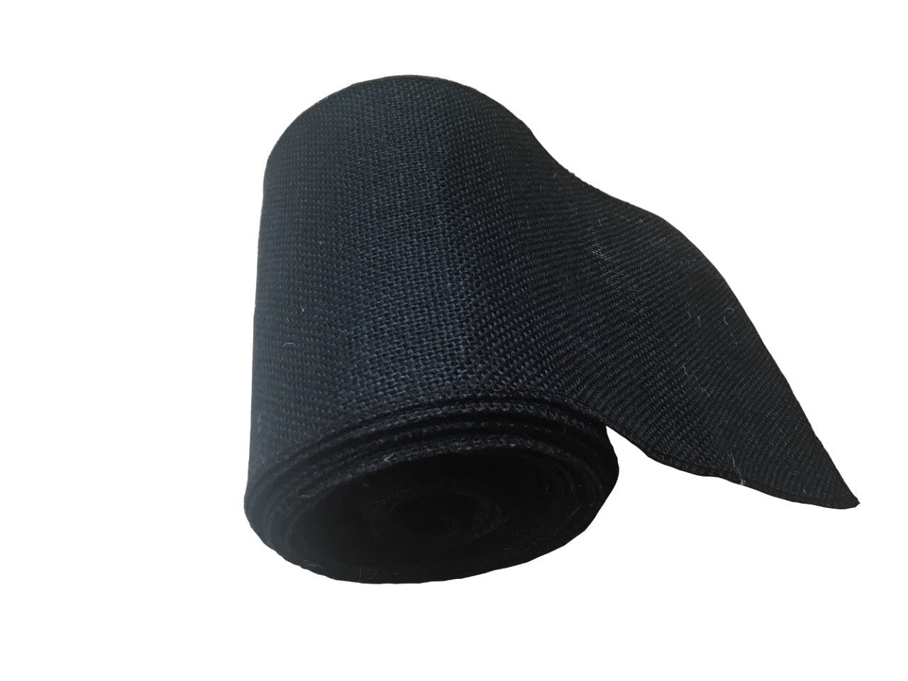 6 Black Burlap Ribbon 10 Yards Serged Made In Usa-,
