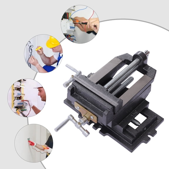 6" Black Cross Machine Vise Heavy Clamp Drill Press Vice Meta Milling Slide Machine for Electrician Repair