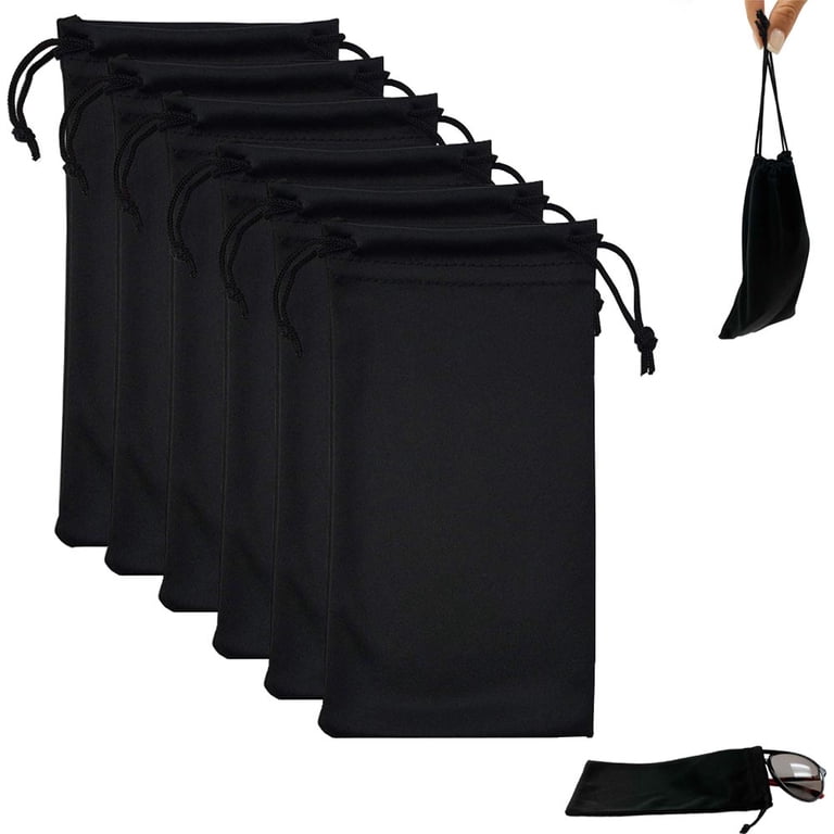 Generic 6-Pack Black Microfiber Eyeglass Pouch Bags - Soft  display picture 2