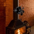 thumbnail image 1 of 6-Blade Flue Pipe Stove Fan Fireplace Wood Burning Heat Powered Stove Fan Home, 1 of 19