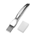 thumbnail image 1 of 6-Blade Professional Stainless Steel Herb & Vegetable Shredding Knife - Multi-Functional Kitchen Cutting Tool with Protective Cover for Scallions, Herbs, and Garnishes, 1 of 9