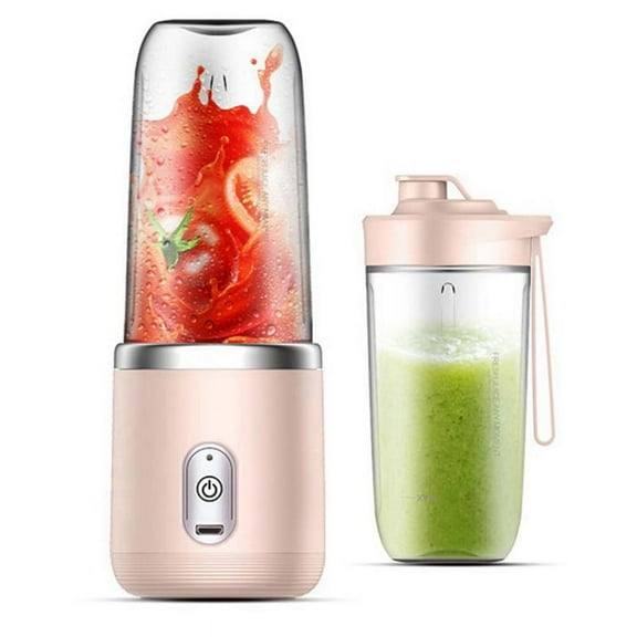 6 Blades Portable Cup Fruit Cup Automatic Small Electric Smoothie Blender Food Processor,B