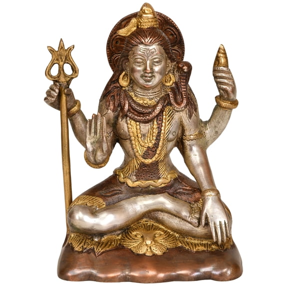 6" Blessing Lord Shiva Brass Statue - Divine Grace