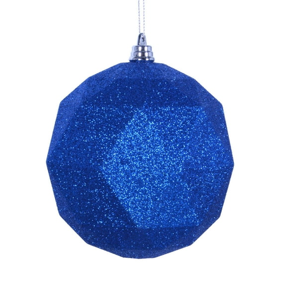 6" Blue Glitter Geometric Ball 4/bag