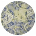 thumbnail image 1 of 6' Blue Green Hand Tufted Tropical Leaves Round Indoor Area Rug, 1 of 2