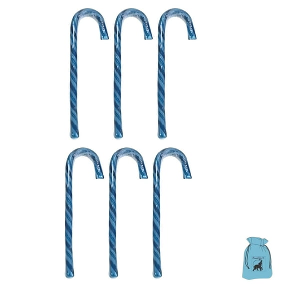 (6) Blueberry Candy Canes Individually Wrapped for Coffee Hot Chocolate Home Kitchen Party Favor Holiday Treats Christmas Tree Decor Birthday Goodie Bag Fillers Stocking Stuffer Gift Supplies