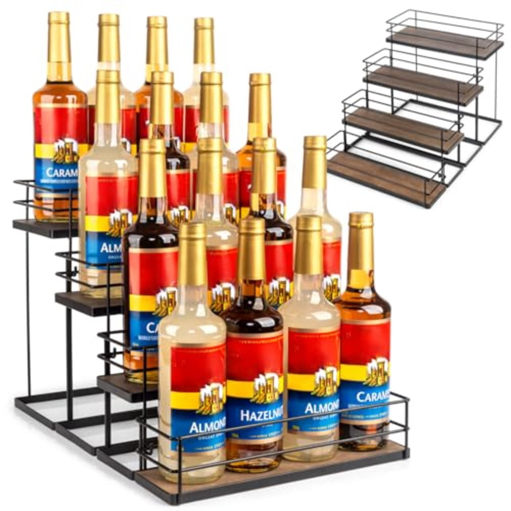 6 Bottle Capacity Coffee Syrup Organizer Coffee Syrup Stand Shelf for ...