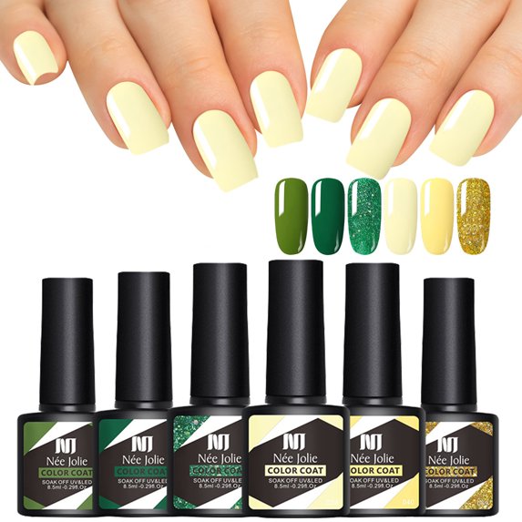 6-Bottle Gel Nail Polish Set #28 - Base and Top Coat Gel Nail Polish Set, 6Pcs X 8.5Ml, Nail Polish Easter Mother'S Day Nail Care Makeup Organizers