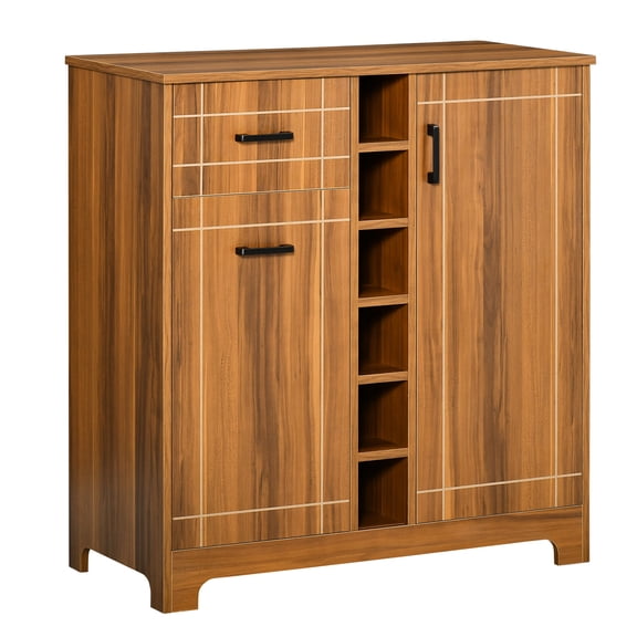 6-Bottle Retro Wine Rack with Ample Storage and Drawer / Sturdy Solution for Dining Rooms