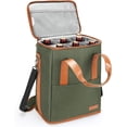 thumbnail image 1 of 6 Bottle Wine Carrier, Insulated and Padded Wine Carrying Cooler Tote Bag with Handle and Adjustable Shoulder Strap for Travel or Picnic, Wine Lover Gift, Oliver, 8.6" x 7.1" x 12.5"., 1 of 7