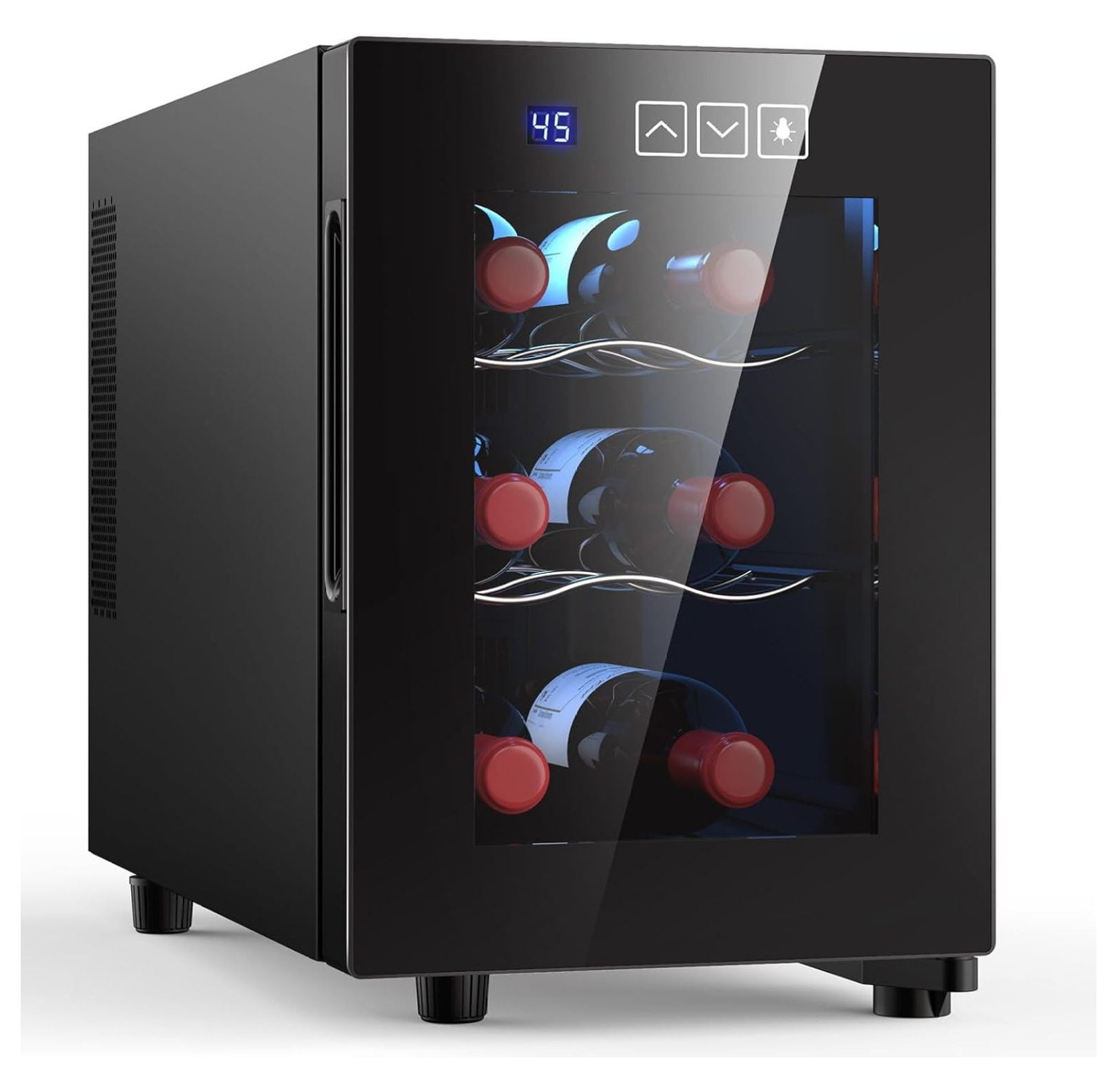 6 Bottle Wine Cooler, Freestanding Small Wine Fridge with 4666