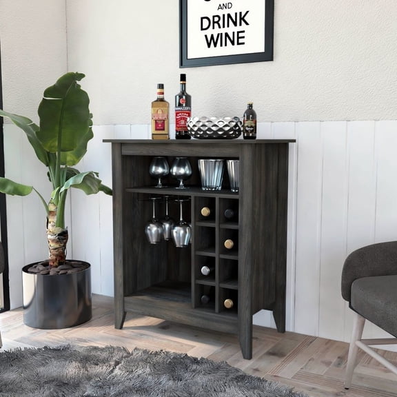 6-Bottle Wine Storage with Drawer and Open Shelf / Compact Bar Cabinet Design