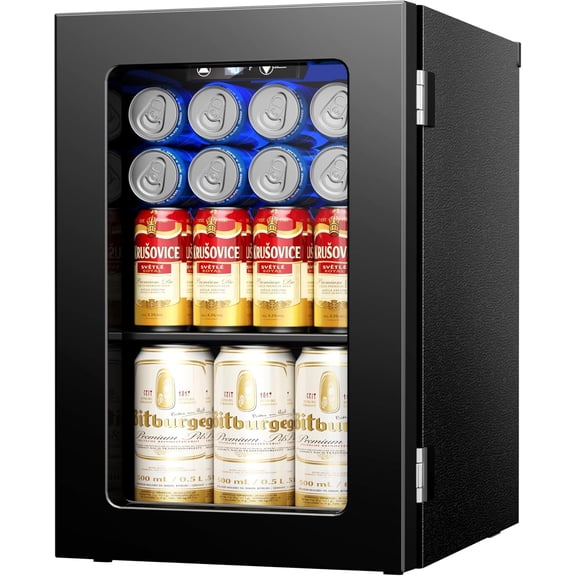 6 Bottles and 6 Cans Compact Beverage Refrigerator, Freestanding Mini Fridge with Temperature Control for , Under Counter Small Refrigerator Adjustable Shelve for and Bar