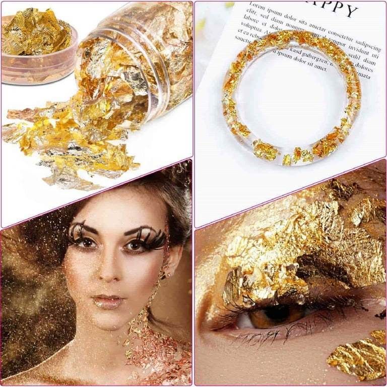 3 Bottles Gilding Flakes Set, Shiny Foil Flakes, Imitation Gold Metallic  Leaf for Art DIY Crafts-Resin Jewelry, Slime, Painting, Nail, Makeup