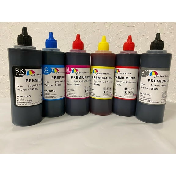 6 Bottles Refill 250ml Premium CISS Refillable Ink Refill Bottle for XP-15000