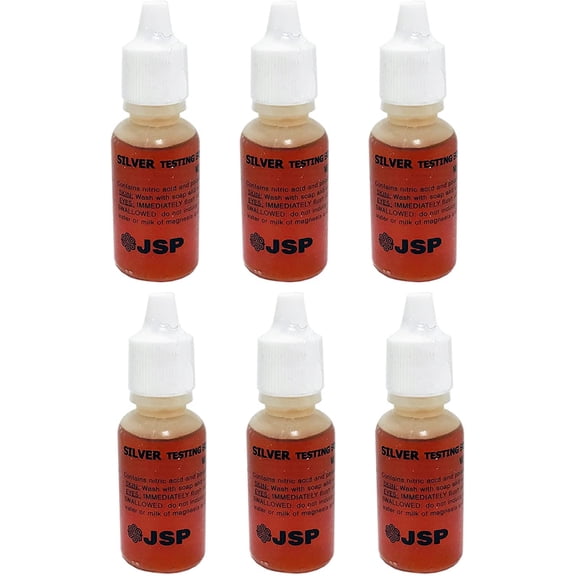 6 Bottles Silver Test Acid Testing Sterling Jewelry Solution Liquid Metal Tester