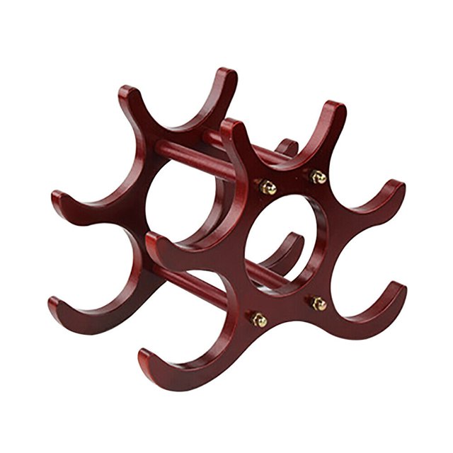 6 Bottles Solid Wood Wine Rack Countertop Wine Glass Storage Shelf
