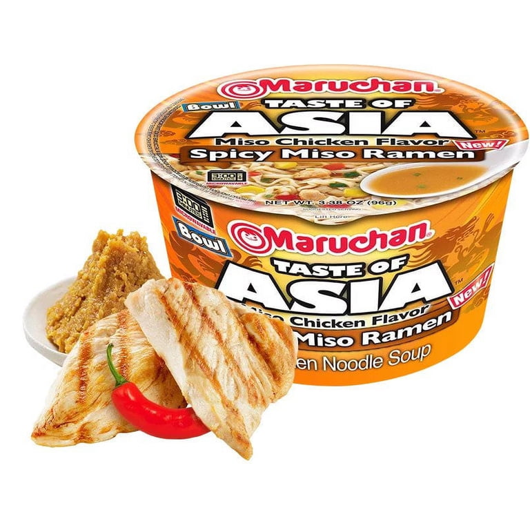 6 Bowls) Maruchan Taste of Asia Spicy Miso Ramen, 3.38 oz