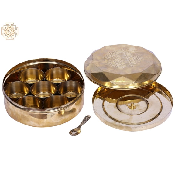 6" Brass Masala Box | Handmade Spice Box