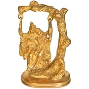 6" Brass Radha Krishna Statue on a Swing | Handmade | Made in India - Brass Statue