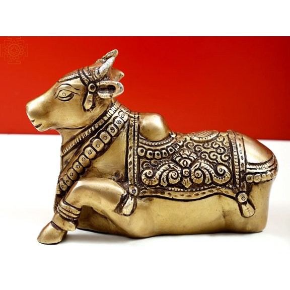 6" Brass Small Engraved Nandi