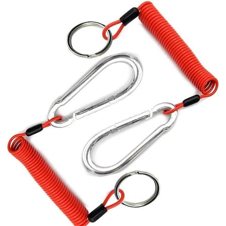 6' Breakaway Trailer Cable Trailer Brake Cable RV Stainless Steel Spring Towing Coiled Wire Safety Straps Ground Clip,for Breakaway Switch 4PCS