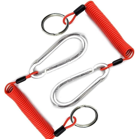 6' Breakaway Trailer Cable Trailer Brake Cable RV Stainless Steel Spring Towing Coiled Wire Safety Straps Ground Clip,for Breakaway Switch 4PCS