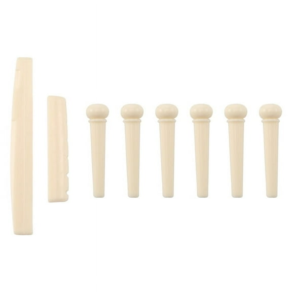 6 Bridge Pins + saddle bridge Bone / Acoustic Guitar white